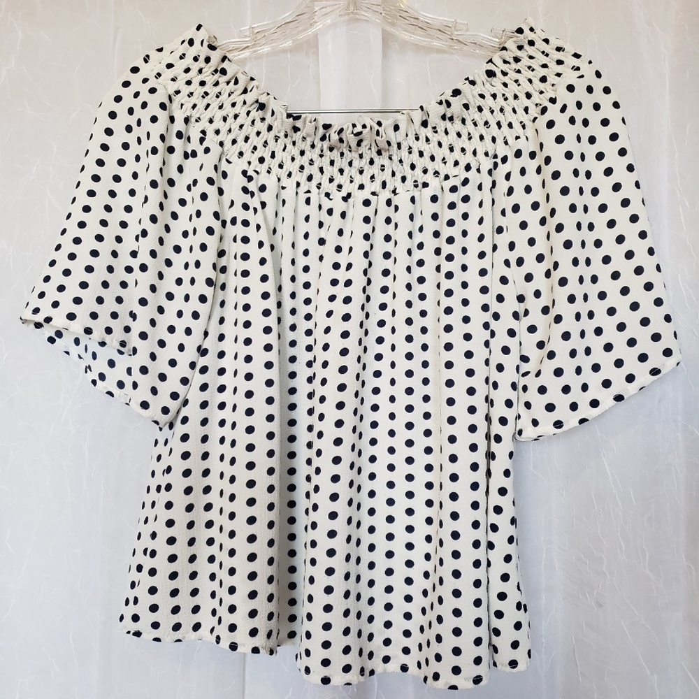 Off Shoulder Crop Polka Dot Top